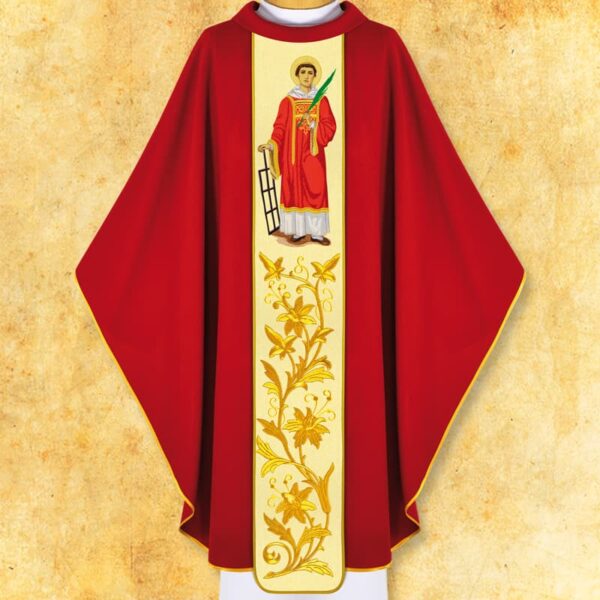 Chasuble with Embroidered Image "St. Lawrence"