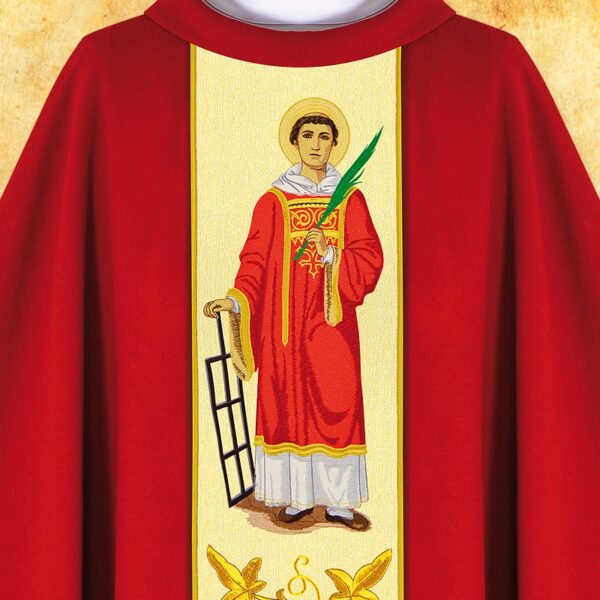 Chasuble with Embroidered Image "St. Lawrence"