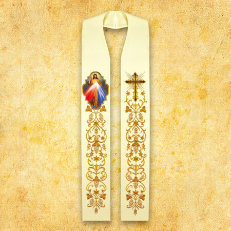 Embroidered Stole with Photographic Image "Heart of Jesus"