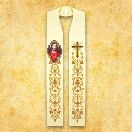 Embroidered Stole with Photographic Image "Heart of Jesus"