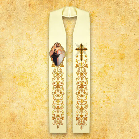 Embroidered Stole with Photographic Image "Heart of Jesus"