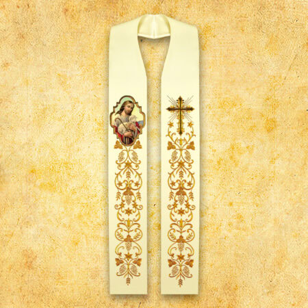 Embroidered Stole with Photographic Image "Heart of Jesus"
