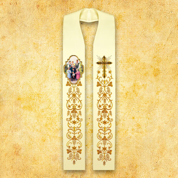 Embroidered Stole with Photographic Image "Heart of Jesus"