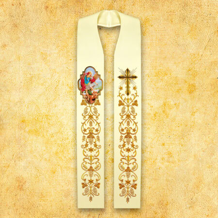 Embroidered Stole with Photographic Image "Heart of Jesus"