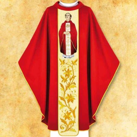 Chasuble with Embroidered Image of St. Jerzy Popiełuszko
