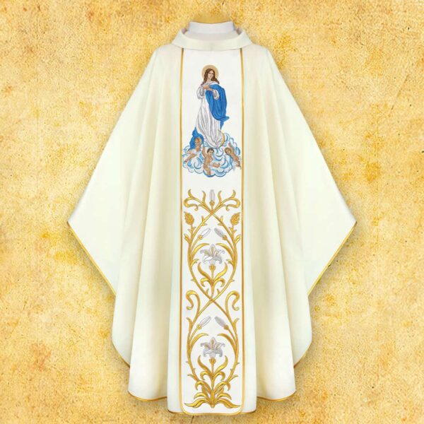 Ornat Z Wizerunkiem Haftowanym "Matka Boża Wniebowzięta" Chasuble with Embroidered Image of Our Lady of the Assumption