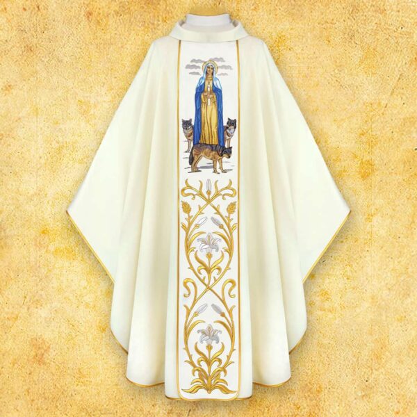 Ornat Z Wizerunkiem Haftowanym "Matka Boża Gromniczna" Chasuble with Embroidered Image of Our Lady of Candlemas