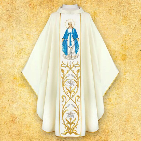 Ornat Z Wizerunkiem Haftowanym "Matka Boża Różańcowa" Chasuble with Embroidered Image "Our Lady of the Rosary"