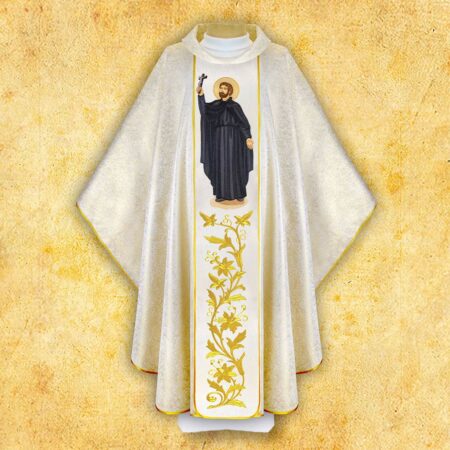 Chasuble with embroidered image of "St. Xavier"