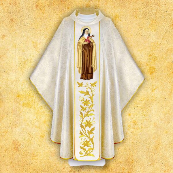 Chasuble with embroidered image of "St. Teresa"