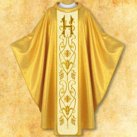 Gold Chasuble with Embroidered Belt "Ihs Large"