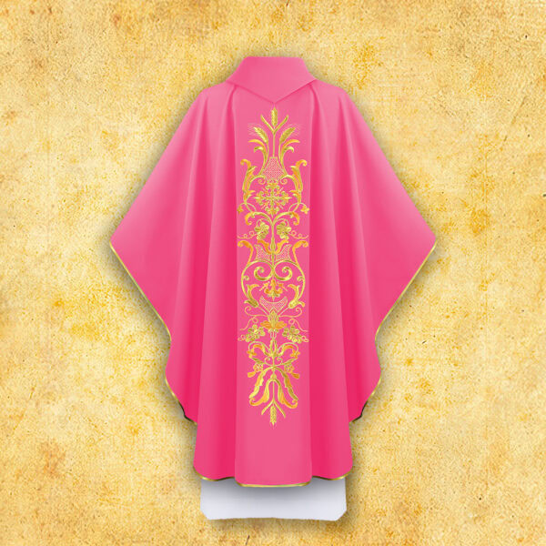 Pink embroidered chasuble "Ears of Corn and Grapes"
