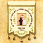 Double-sided banner embroidered with the image of Our Lady of the Rosary