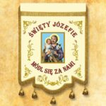 Double-sided banner embroidered with the image of Our Lady of the Rosary