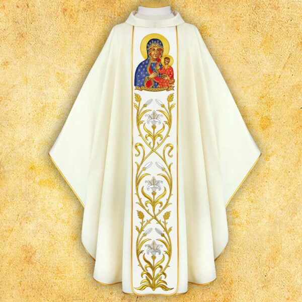 Chasuble with embroidered image "Our Lady of Częstochowa"