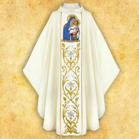 Chasuble with embroidered image "Our Lady of Mount Carmel"