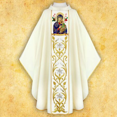 Chasuble with embroidered image "Our Lady of Perpetual Help"