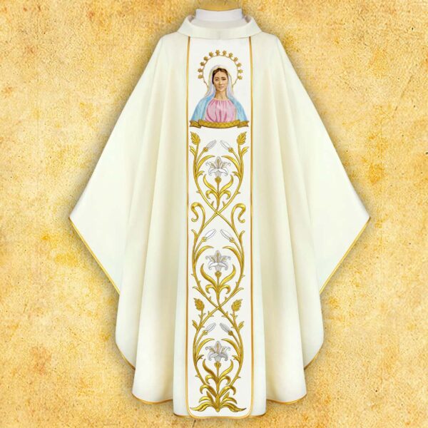 Chasuble with embroidered image "Our Lady of Częstochowa"
