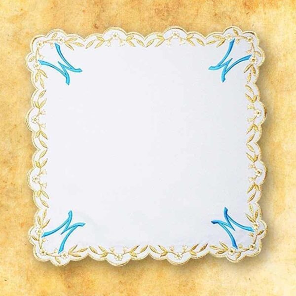 Serwetka haftowana "Ave Maryja" niebieski 45x45 Embroidered napkin "Hail Mary" blue 45x45