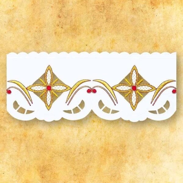 Embroidered lace "Crosses in a Square" colorful