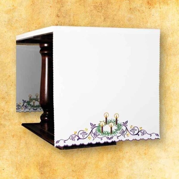 Tablecloth Embroidered on the Sides "Advent with a Wreath"