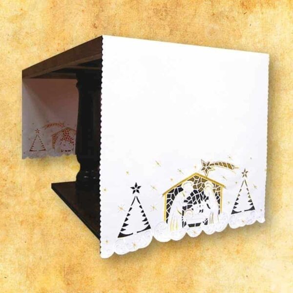 Tablecloth Embroidered on the Sides "Nativity Scene"