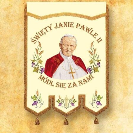 Embroidered banner with the image of St. John Paul II