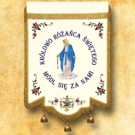 Embroidered banner - Queen of the Holy Rosary