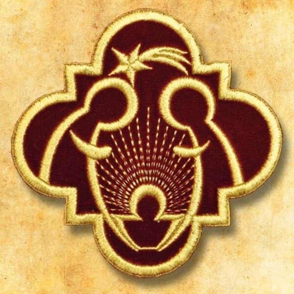 Embroidered appliqué on plush "Nativity scene"