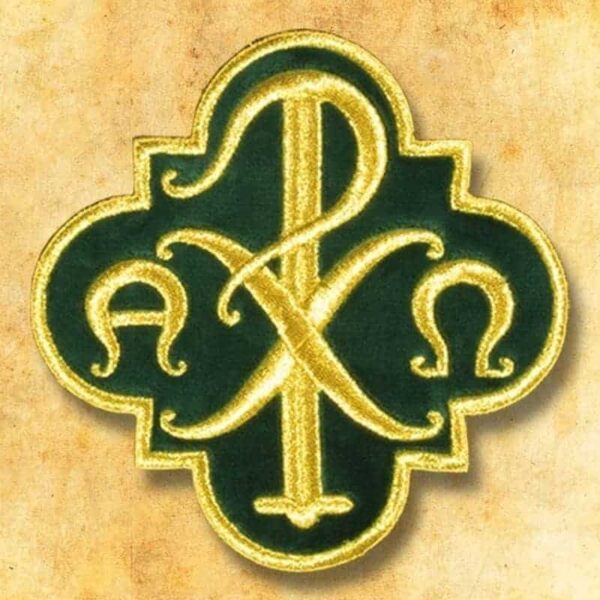 Embroidered appliqué on plush "PX"