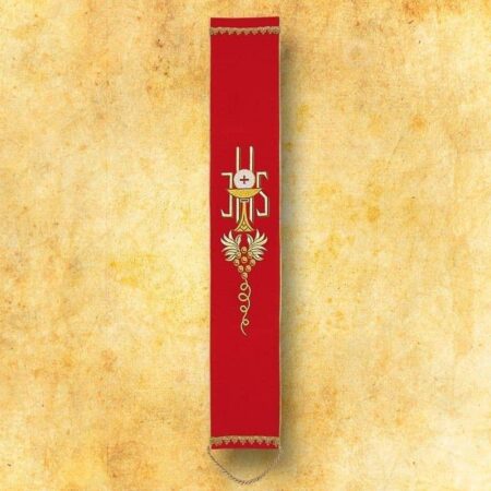 Embroidered red bell holder