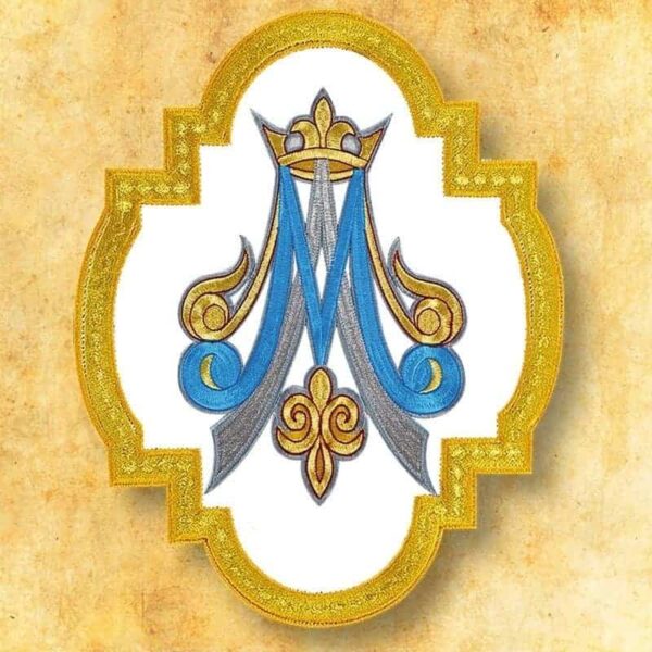 Embroidered appliqué "M in a frame"