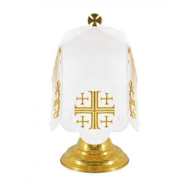 Gold "Jerusalem Crosses" Collection Box Ciborium Veil