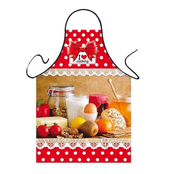 Photo apron - red polka dots