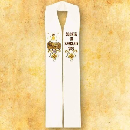 Embroidered stole "In the Manger Lies"