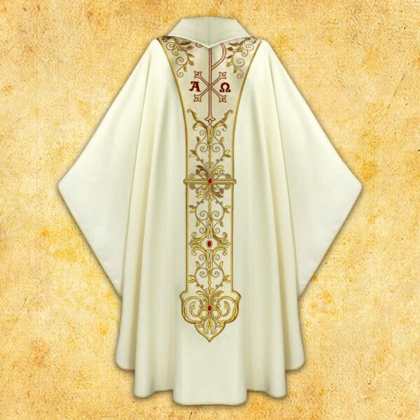 Chasuble with embroidered belt "Jesus Christ King of Poland"