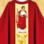 Chasuble with an embroidered image of "St. Dorothy"