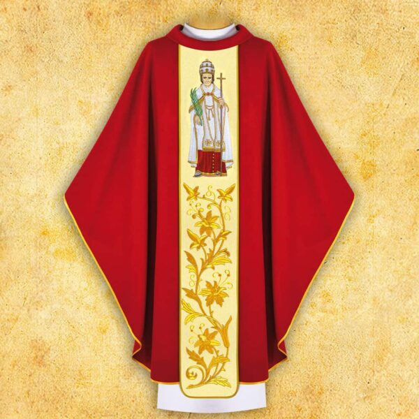 Chasuble with embroidered image of "St. Marcel"