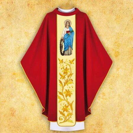 Chasuble with Embroidered Image of St. Catherine