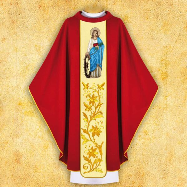 Chasuble with Embroidered Image of St. Catherine