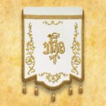 Embroidered banner with the image of Mary Immaculate