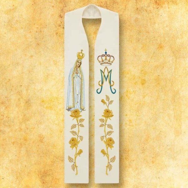 Stola embroidered with "Our Lady of Fatima"