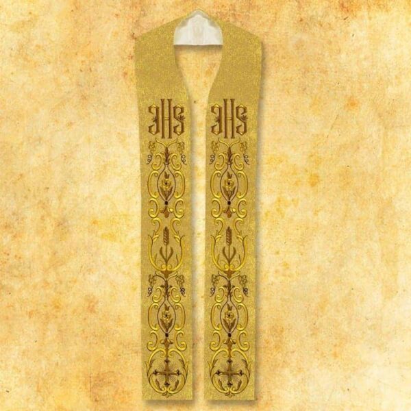 Gold embroidered stole "IHS"