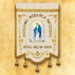 Embroidered banner "Queen of the Holy Rosary" with custom inscription