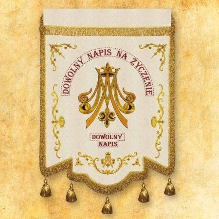 Embroidered banner "Queen of the Holy Rosary" with custom inscription