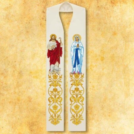 Embroidered stole "Jesus the Good Shepherd and the Virgin Mary"