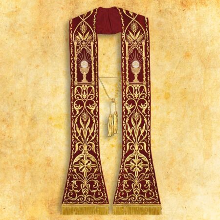 Embroidered Roman stole on plush "Chalice"