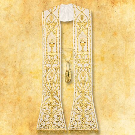 Embroidered Roman stole on plush "Chalice"