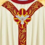 Embroidered chasuble with "PX" appliqué