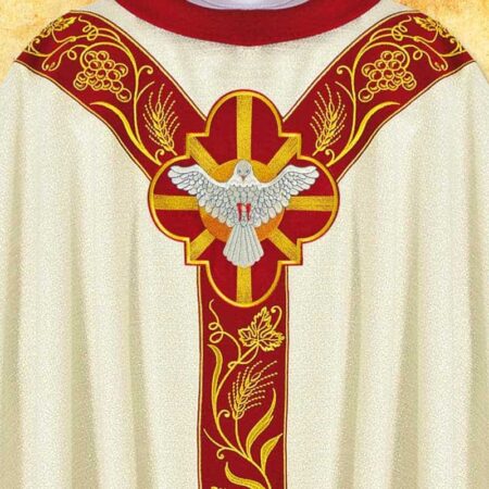 Embroidered chasuble with "PX" appliqué